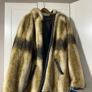 Mark Andre New York XL Mens Reversible Leather Fur Coat Italy Skin